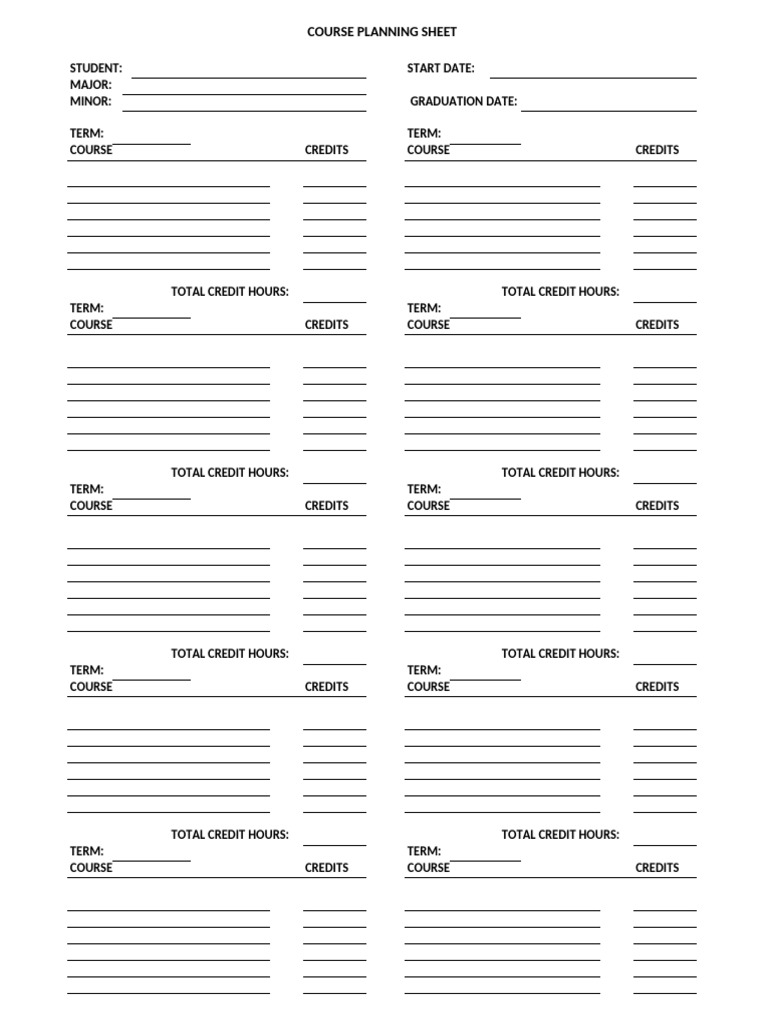 Course Planning Sheet Template | PDF