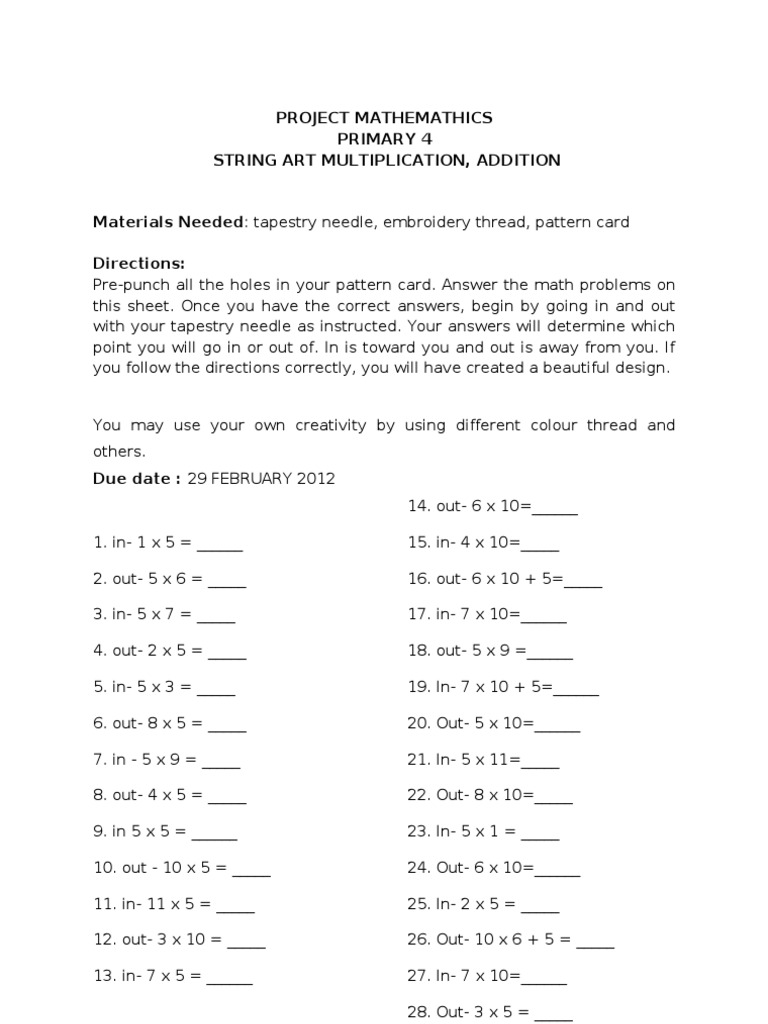 String Art Math for Primary 4 | PDF | Teaching Methods & Materials
