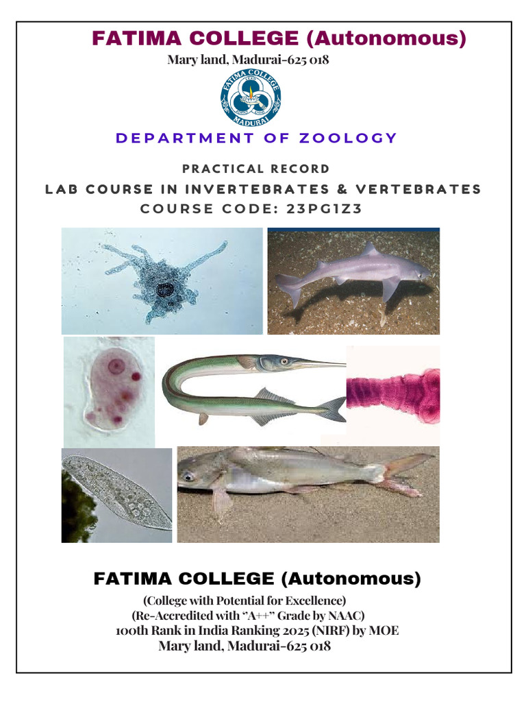 Lab Course Record: Invertebrates & Vertebrates | PDF
