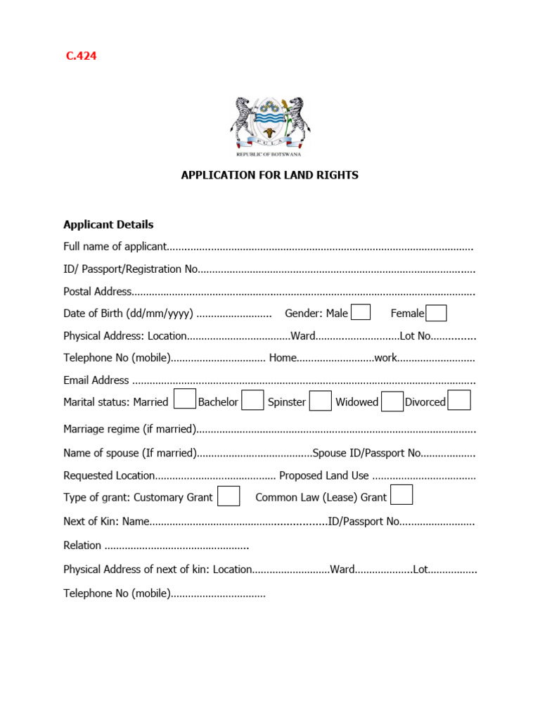 Land Rights Application Form 1 | PDF | Kinship And Descent | Social ...