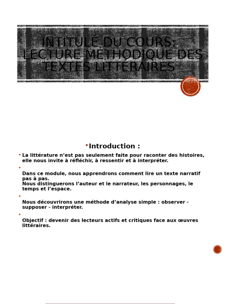 Lecture méthodique des textes littéraires | PDF | Esthétique | Critique ...