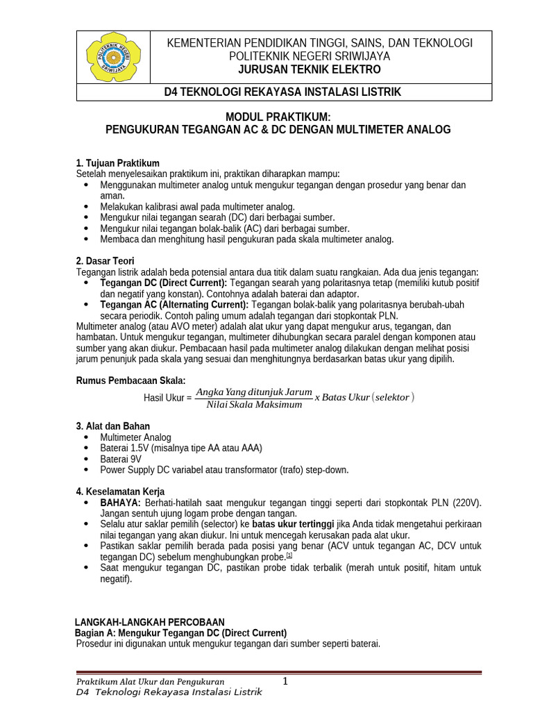 Praktikum Pengukuran Tegangan AC & DC | PDF