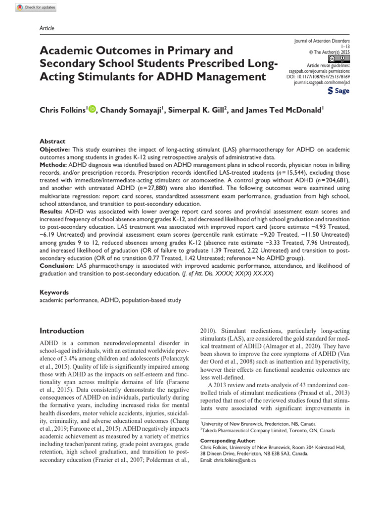 LAS Impact on ADHD Academic Outcomes | PDF | Attention Deficit ...