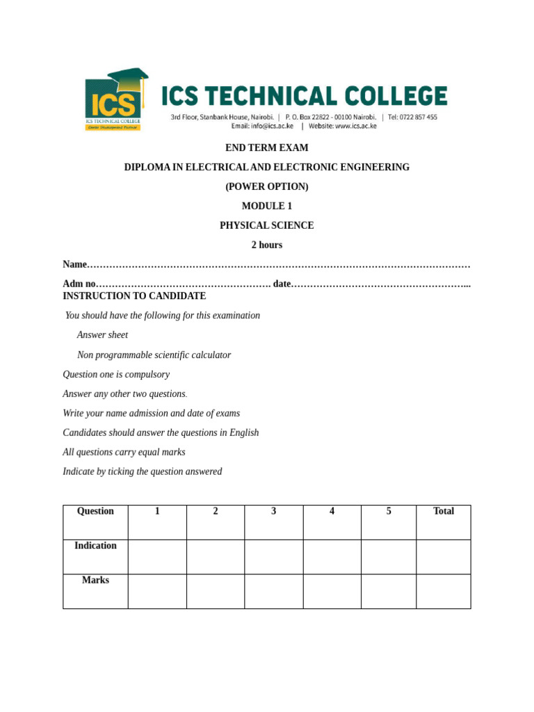 Electrical Engineering Exam: Physical Science | PDF | Atoms ...