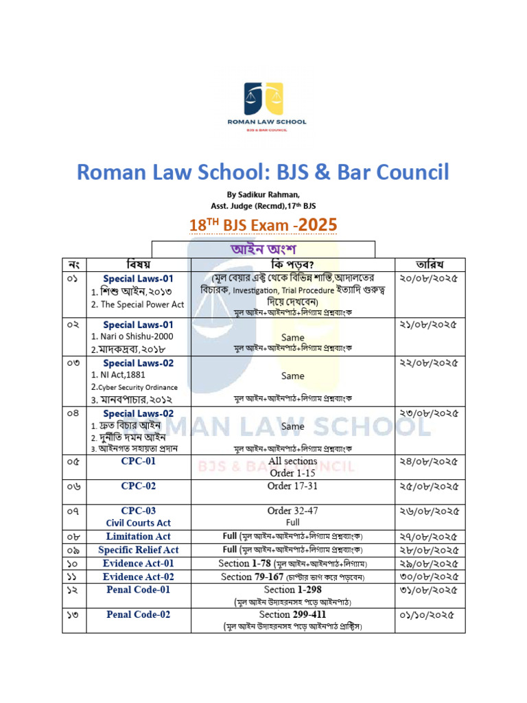 18th BJS Study Plan | PDF