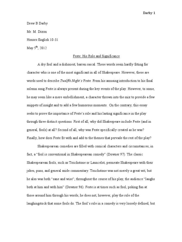 Feste's Role in Twelfth Night | PDF | Twelfth Night
