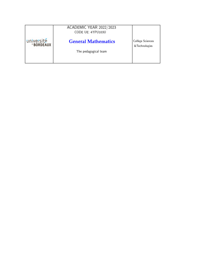 Tpu102 Poly 2023 FR | PDF | Function (Mathematics) | Summation