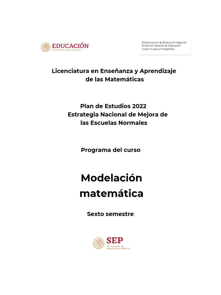 Plan de Estudios 2022 en Matemáticas | PDF