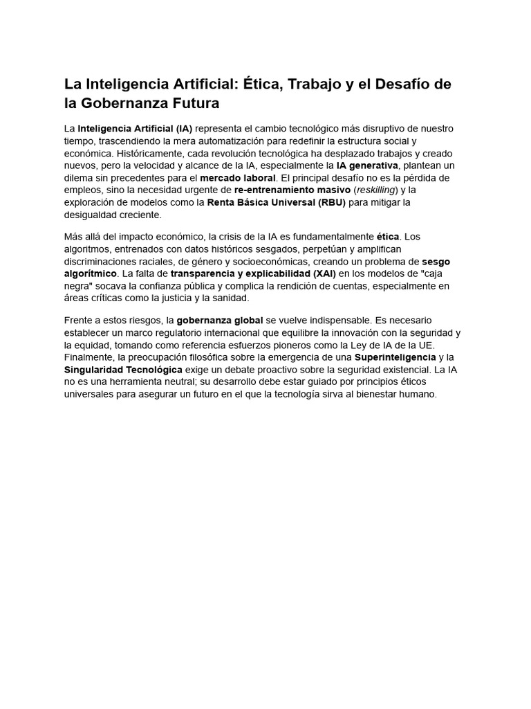 La Inteligencia Artificial - Ética, Trabajo y El Desafío de La ...