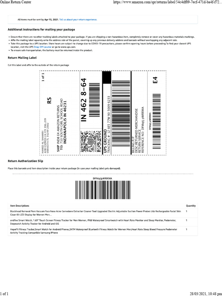 Return Amazon | PDF