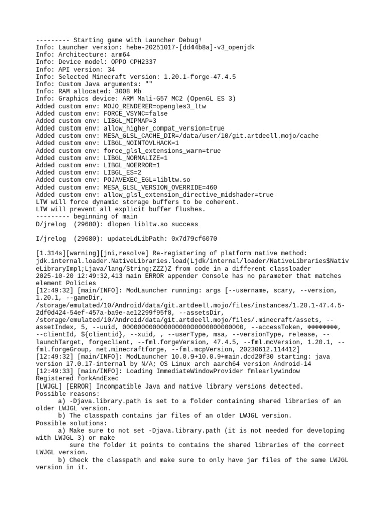 Minecraft Forge 1.20.1 Launch Log | PDF | Java (Programming Language ...