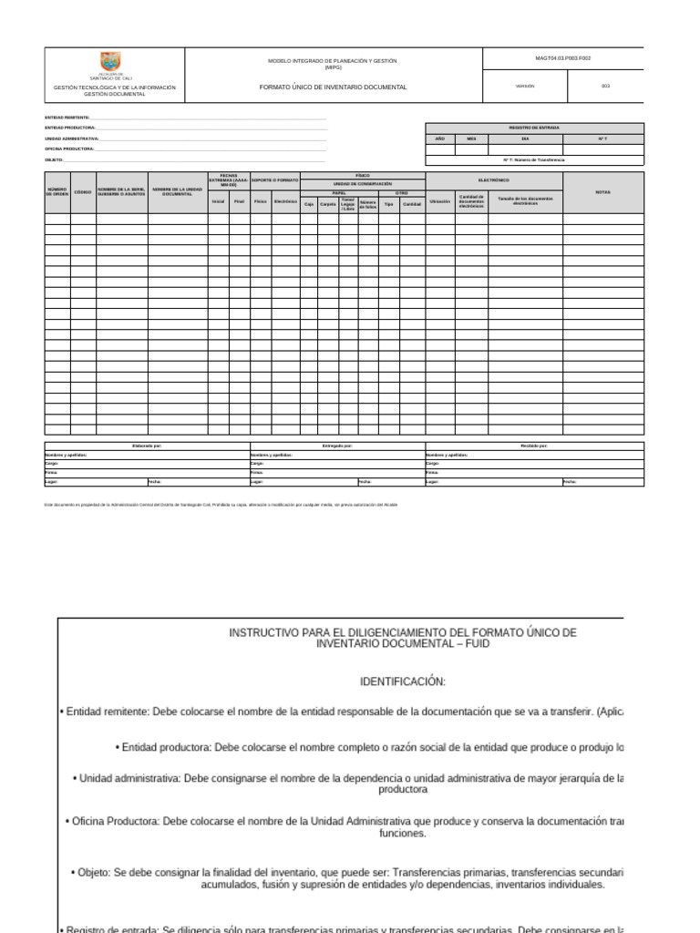 Formato Único de Inventario Documental | PDF | Archivo de computadora ...