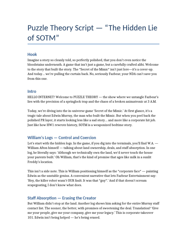Puzzle Theory SOTM Scapegoat Script | PDF