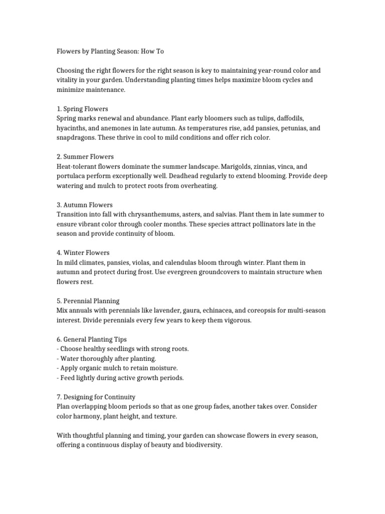 5 Flowers by Planting Season How To | PDF