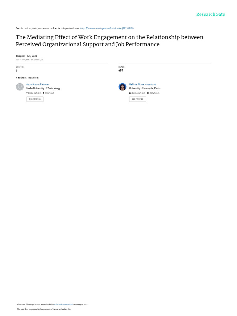 Work Engagement's Role in Job Performance | PDF | Social Psychology ...
