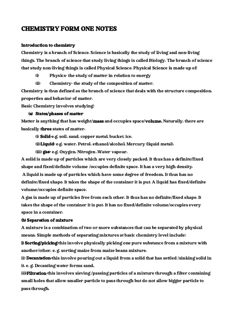 Introductory Chemistry Notes for Beginners | PDF | Filtration ...