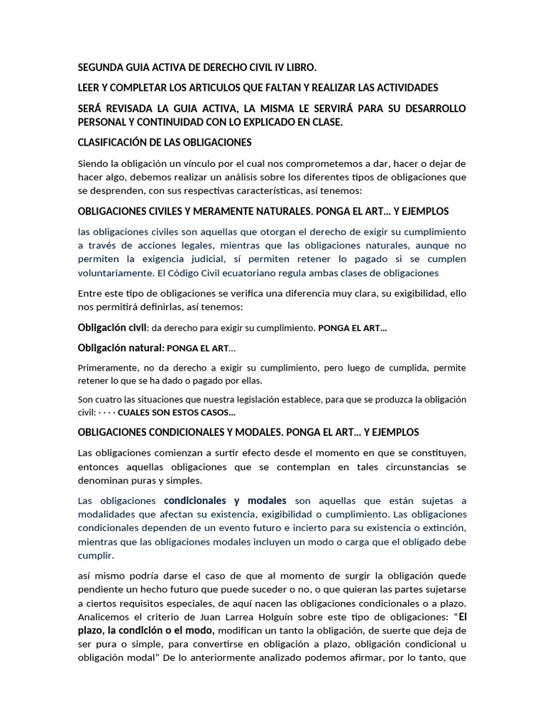 Clasificación de Obligaciones en Derecho Civil | PDF | Pagos