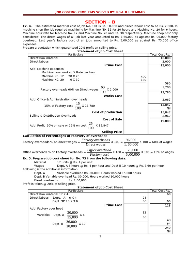 Job Costing Solutions and Quotation Examples | PDF | Cost | Prices
