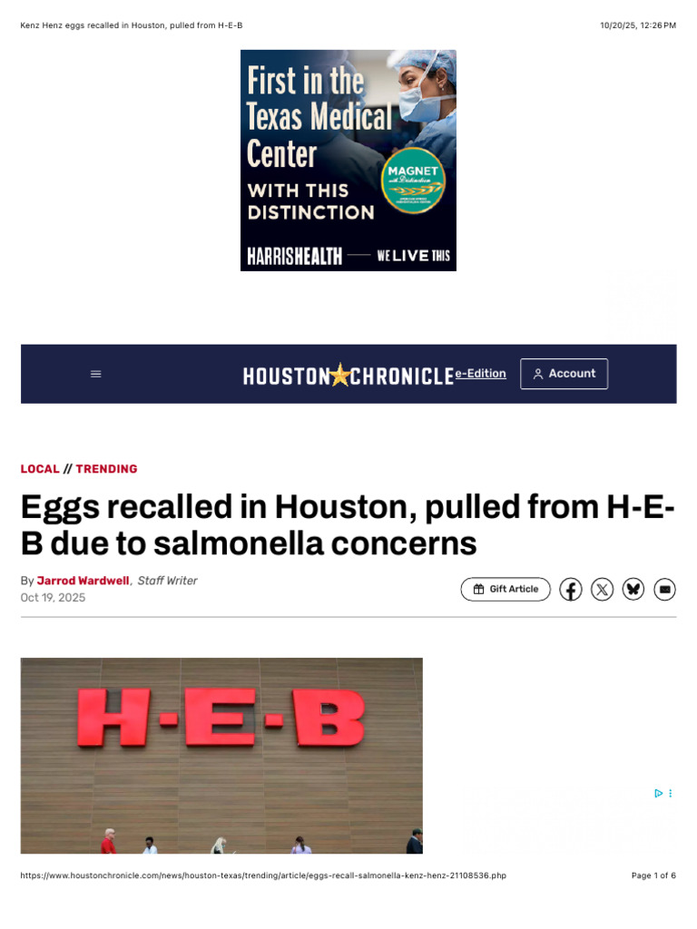 Kenz Henz Eggs Recalled in Houston, Pulled From H-E-B | PDF