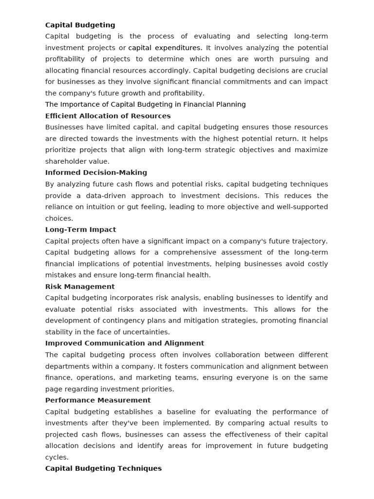 Capital Budgeting | PDF | Capital Budgeting | Internal Rate Of Return