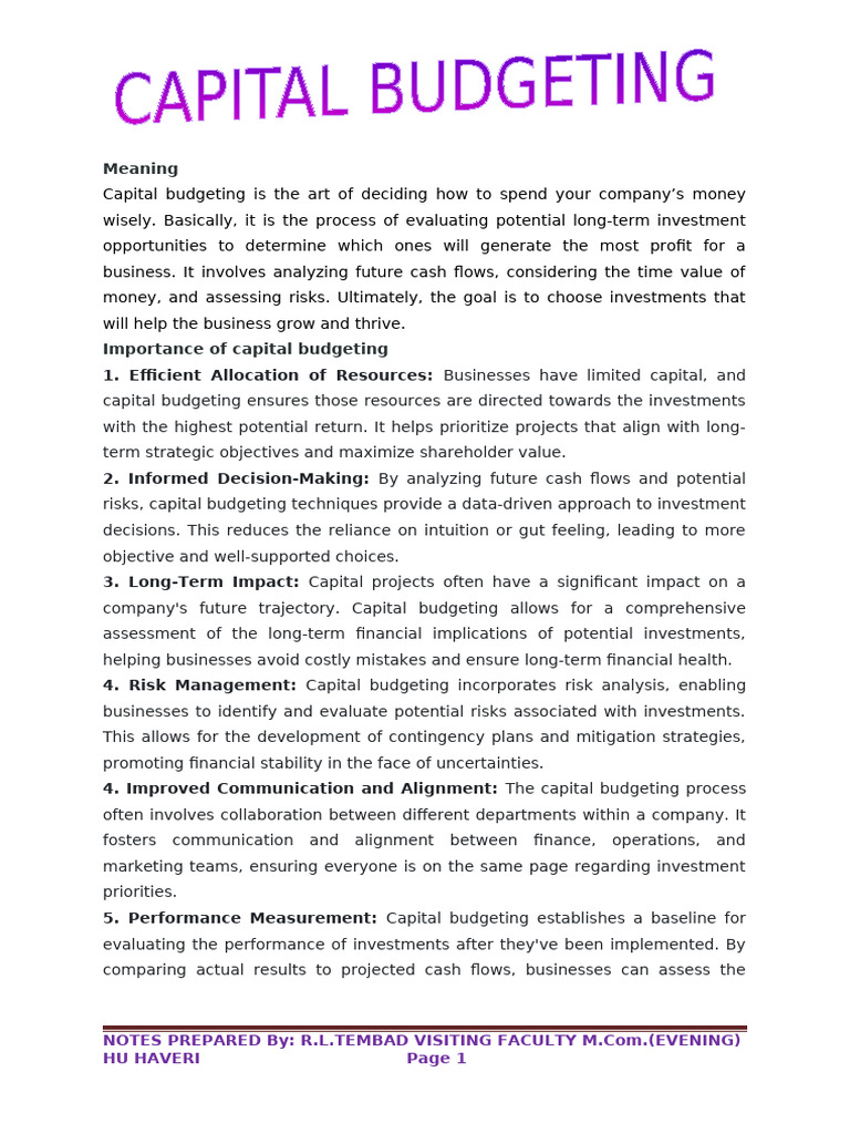 Capital Budgeting Essentials | PDF | Capital Budgeting | Investing