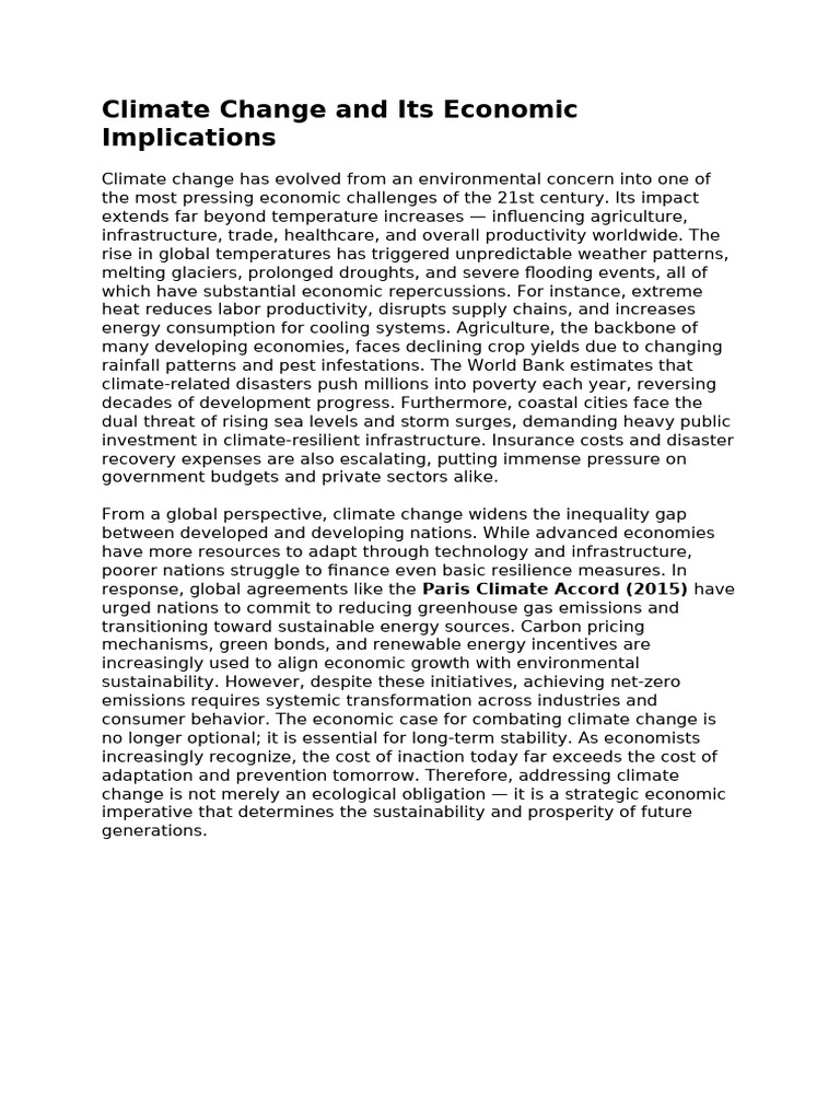 Economic Impact of Climate Change | PDF