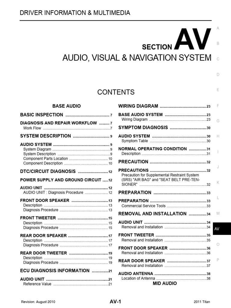 Audio, Visual & Navigation System: Section | PDF | Loudspeaker | Radio