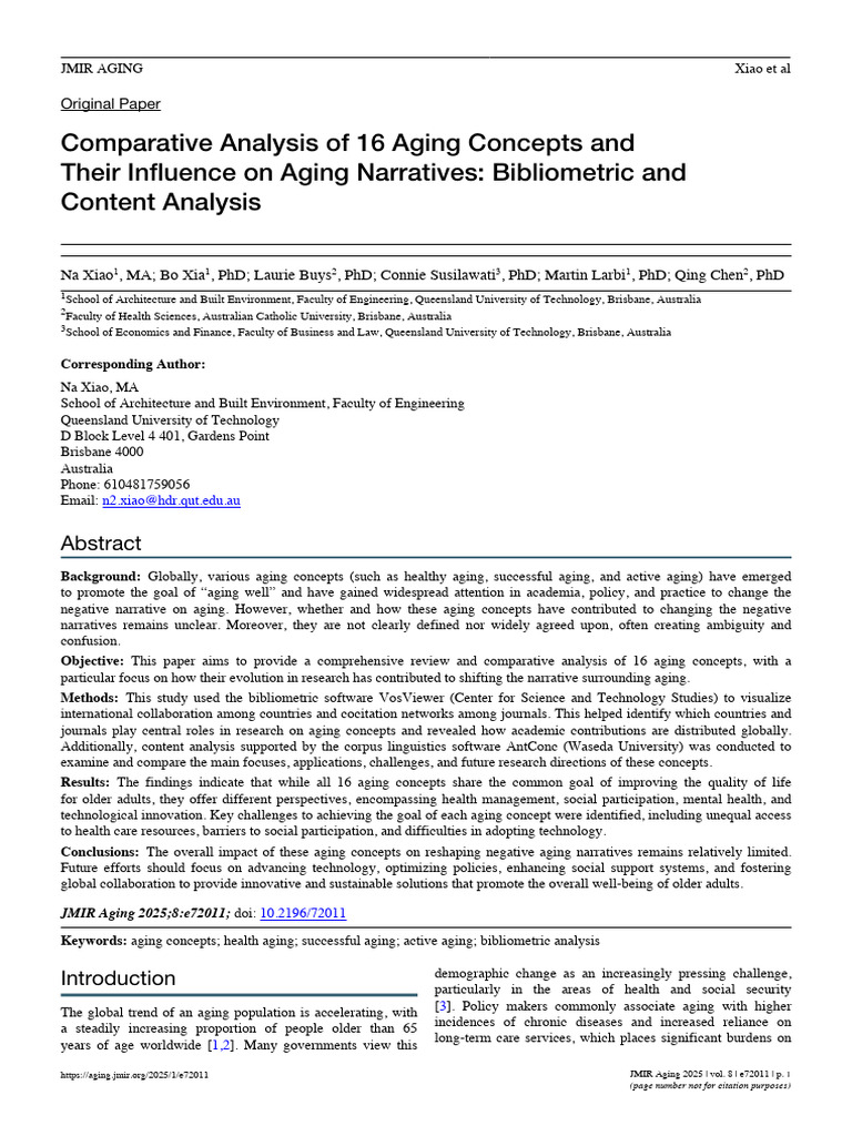 Comparative Analysis of Aging Concepts | PDF | Ageing | Analysis