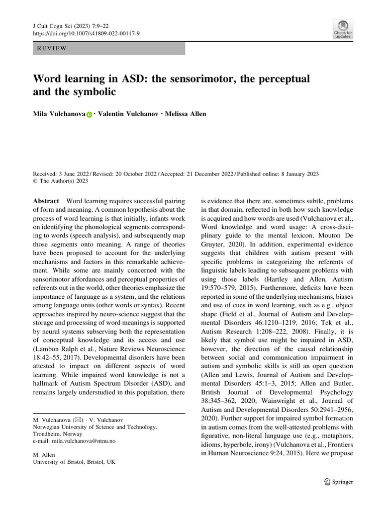 Word Learning Challenges in ASD | PDF | Autism | Word