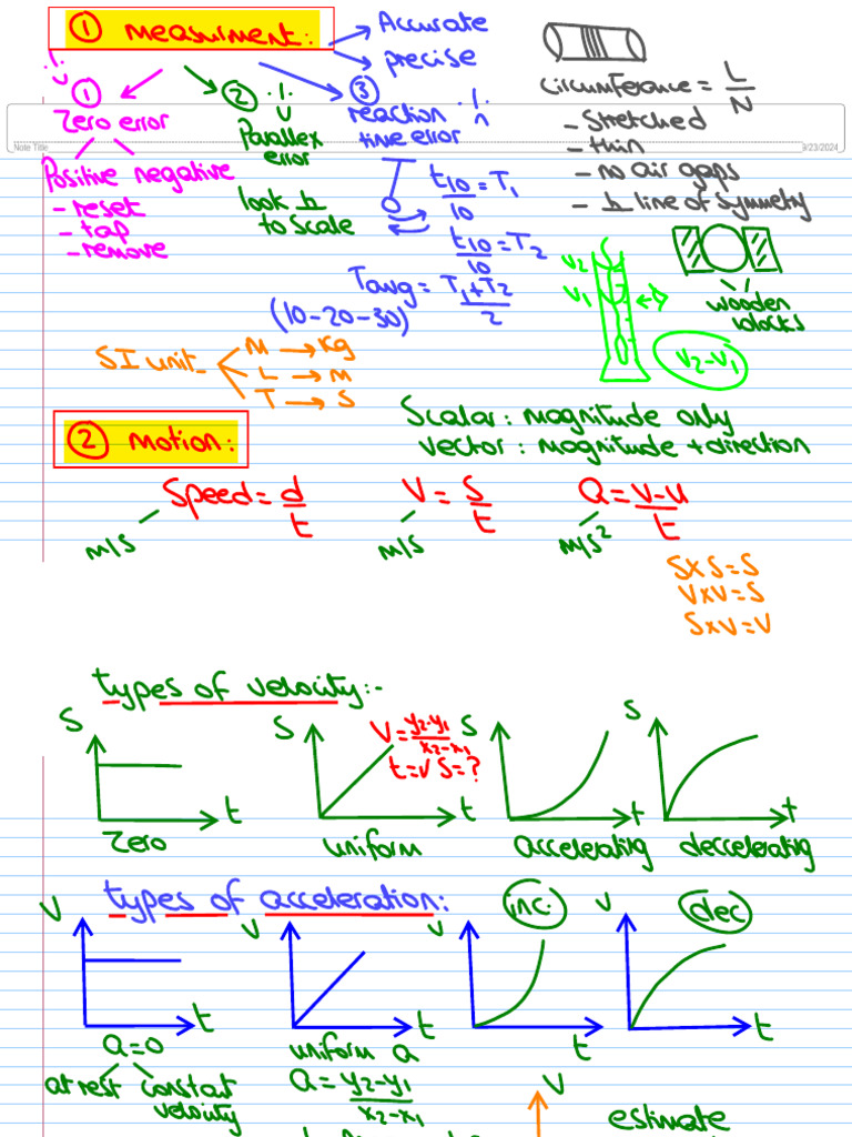 Revision Sheet | PDF | Mass | Force