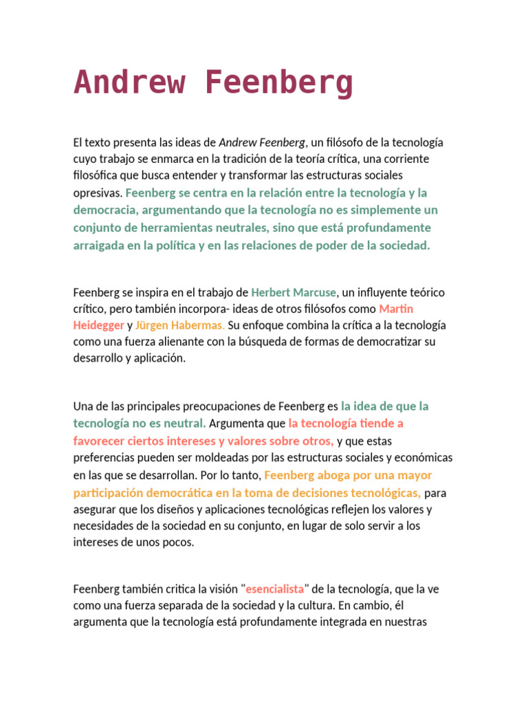 Tecnología y democracia según Feenberg | PDF | Democracia | Ideologías ...