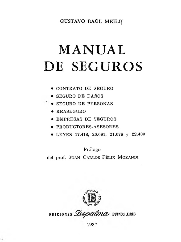 Manual Completo de Seguros 1987 | PDF | Reaseguro | Seguro