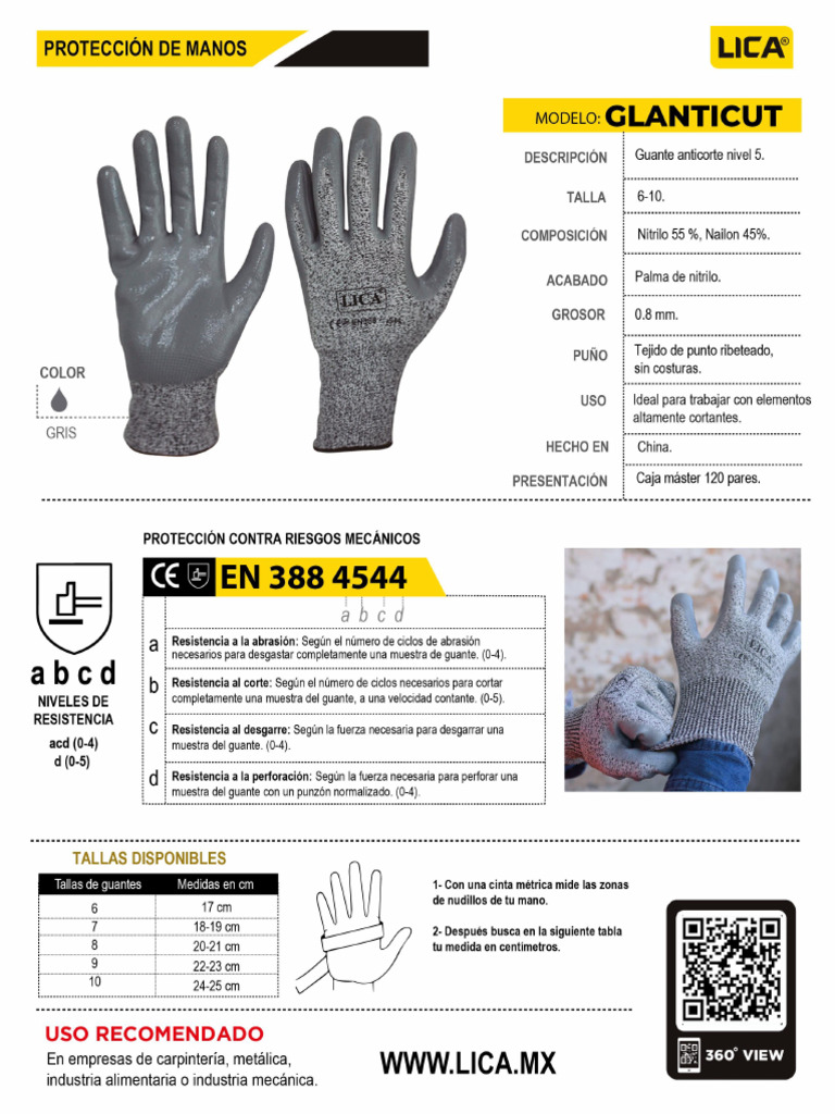 Guantes Marca LICA N5 | PDF