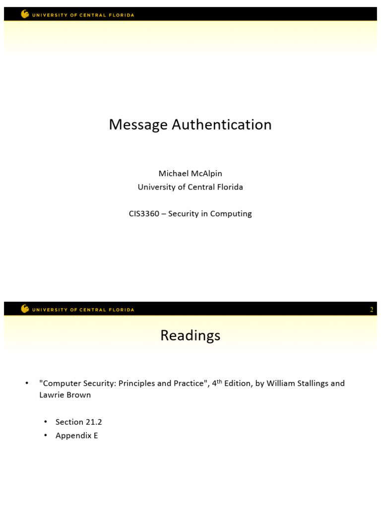 Message Authentication Techniques Explained | PDF | Encryption ...