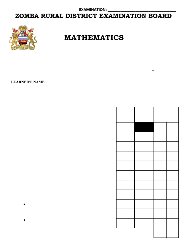 2025 ZA DISTRICT MOCK MATHEMATICS Edited | PDF | Elementary Geometry ...
