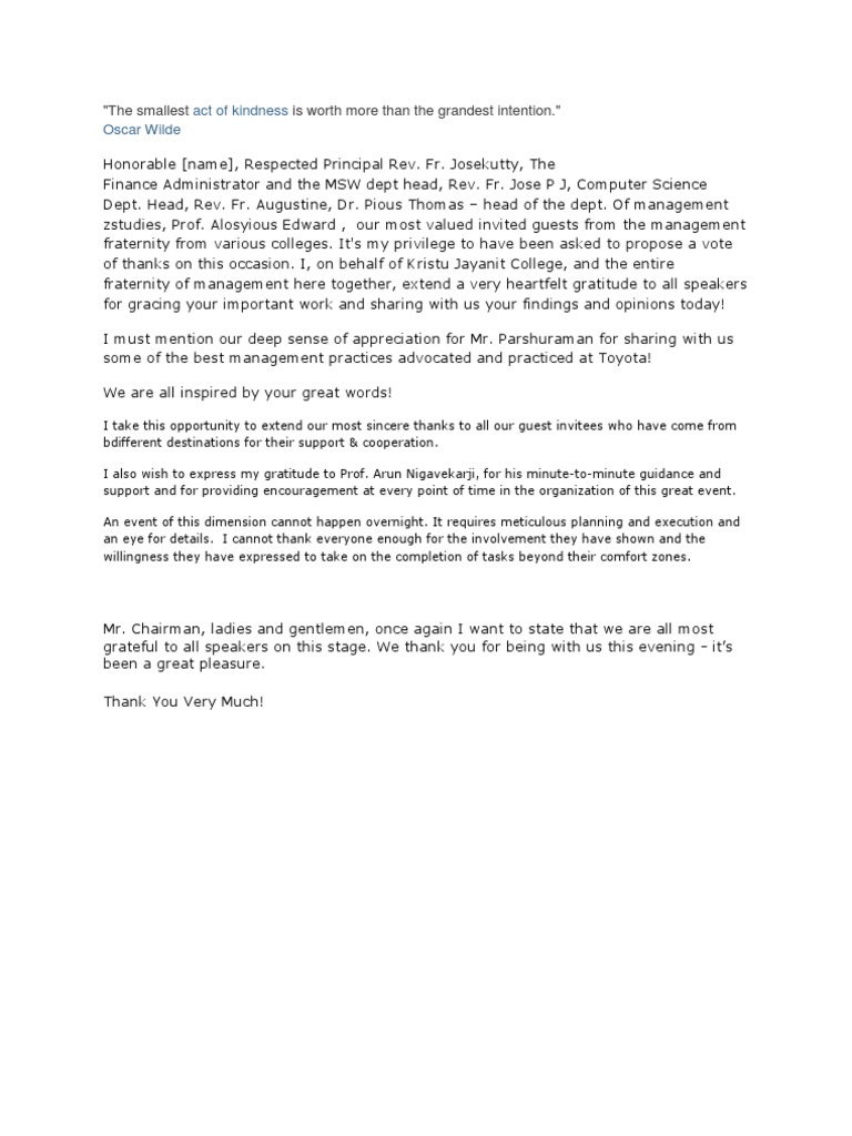 Best Vote Of Thanks Quotes 74 Quotes