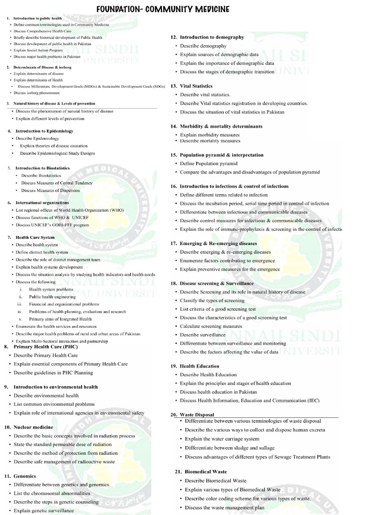 Community Medicine and Public Health Overview | PDF | Infection | Level ...