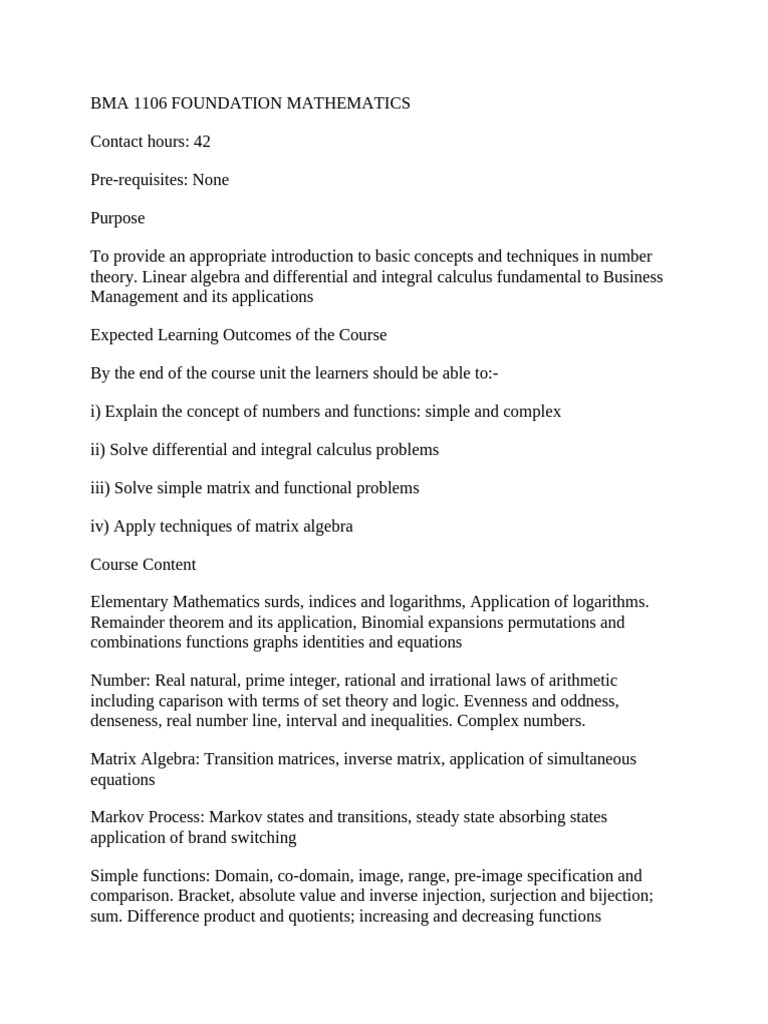 Bma 1106 Foundation Mathematics | PDF | Integral | Function (Mathematics)