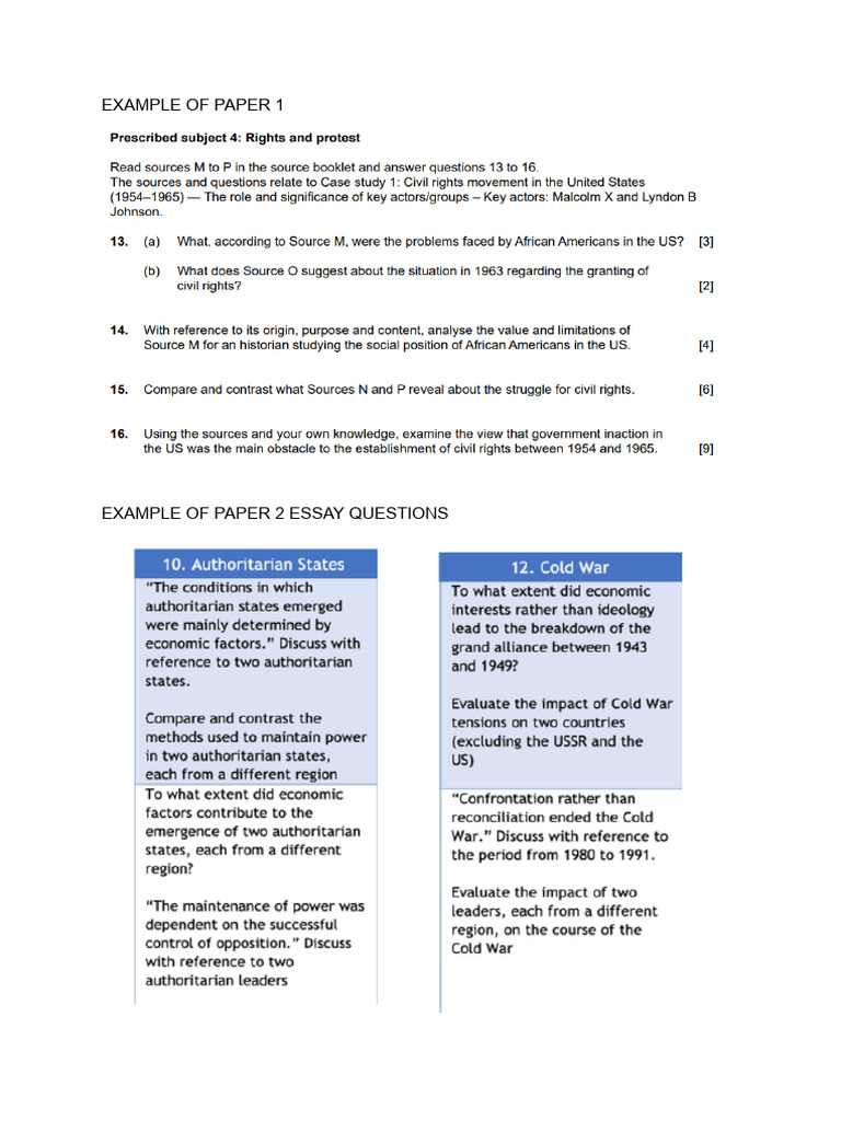 Example of Paper 1 & 2 | PDF
