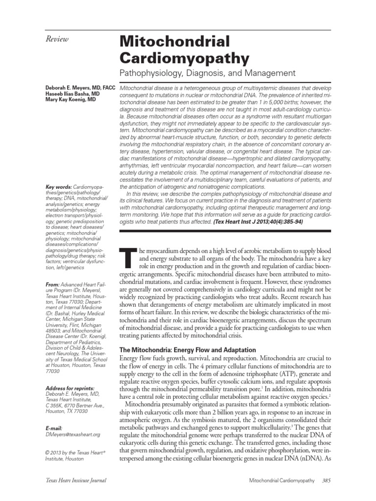 1.mitochondrial Cardiomyopathy | PDF | Mitochondrion | Mitochondrial Dna