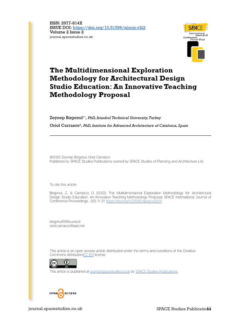 Innovative Methodology for Architectural Education | PDF | Methodology ...