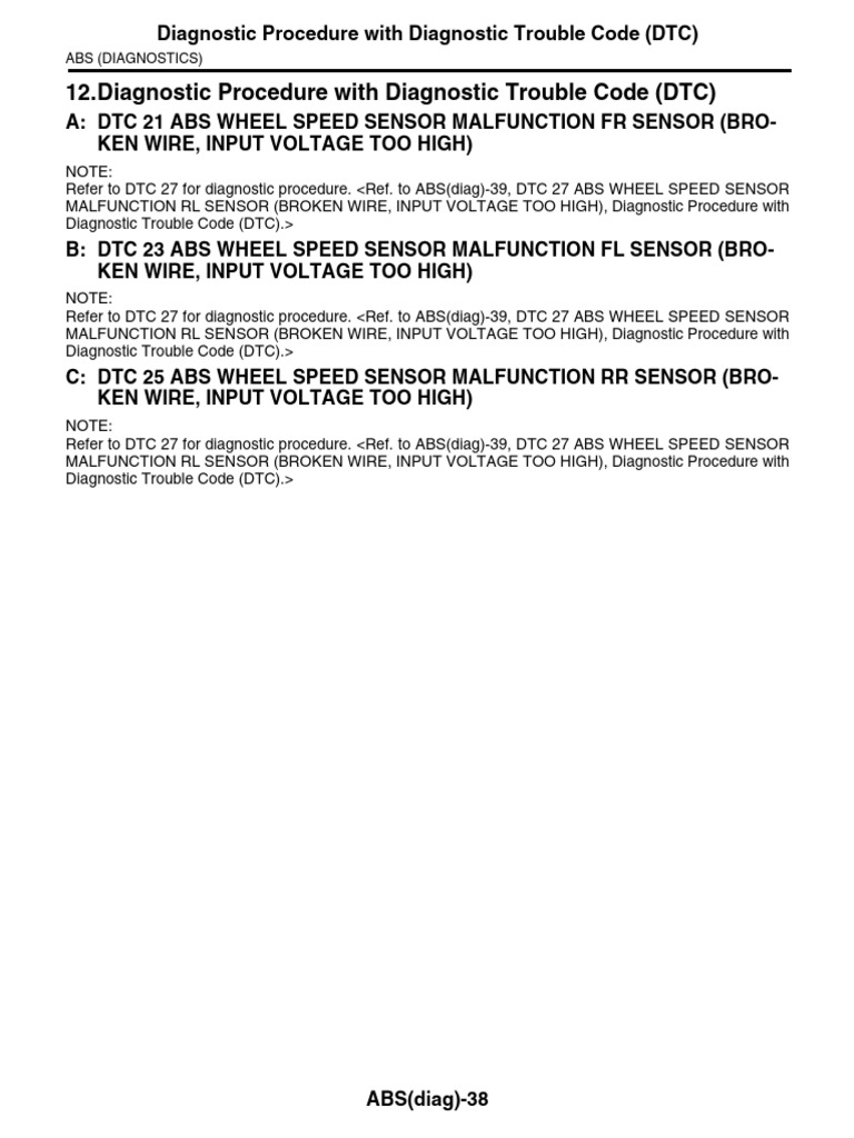 ABS Wheel Speed Sensor Diagnostics | PDF | Anti Lock Braking System ...