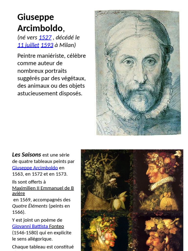 Arcimboldo : Portraits des Saisons et Éléments | PDF