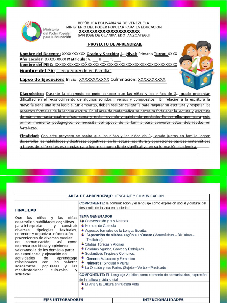 Proyecto de Aprendizaje para 3er Grado | PDF | Aprendizaje | Comunicación