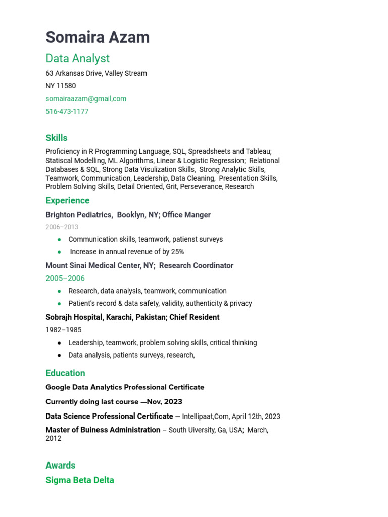 Somaira - Azam Data Analyst Resume | PDF