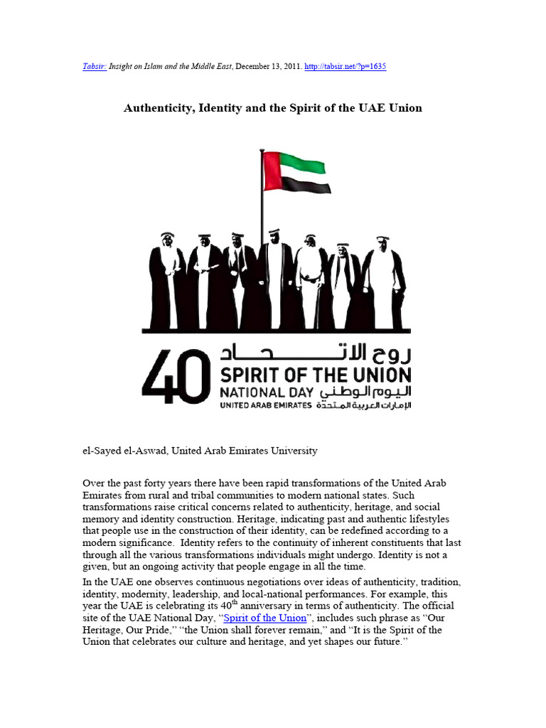 Authenticity Identity and The Spirit of | PDF | United Arab Emirates ...