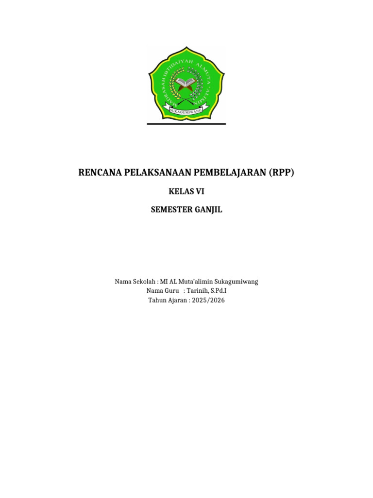 Cover RPP Semester Ganjil Fix | PDF