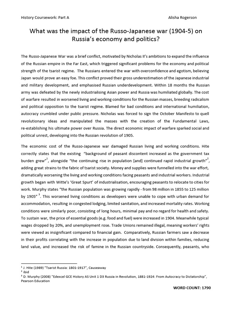 Impact of Russo-Japanese War on Russia | PDF | Russian Empire | Russo ...