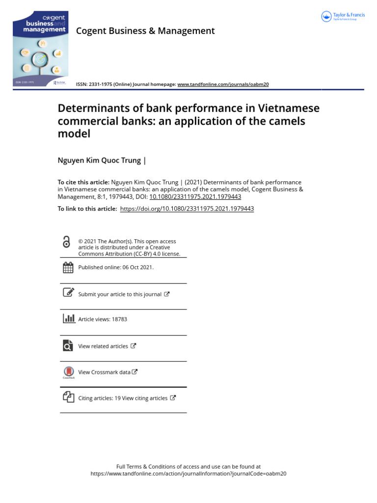 Determinants of Bank Performance in Vietnamese Commercial Banks An ...