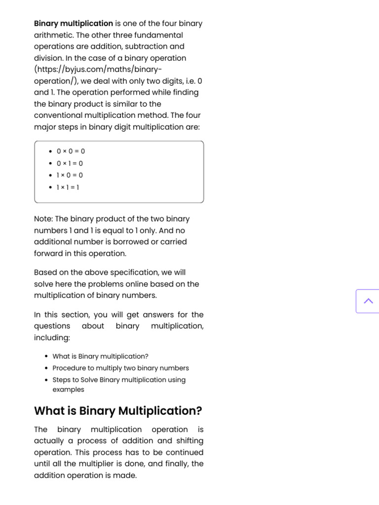 Understanding Binary Multiplication Basics | PDF | Multiplication | Numbers